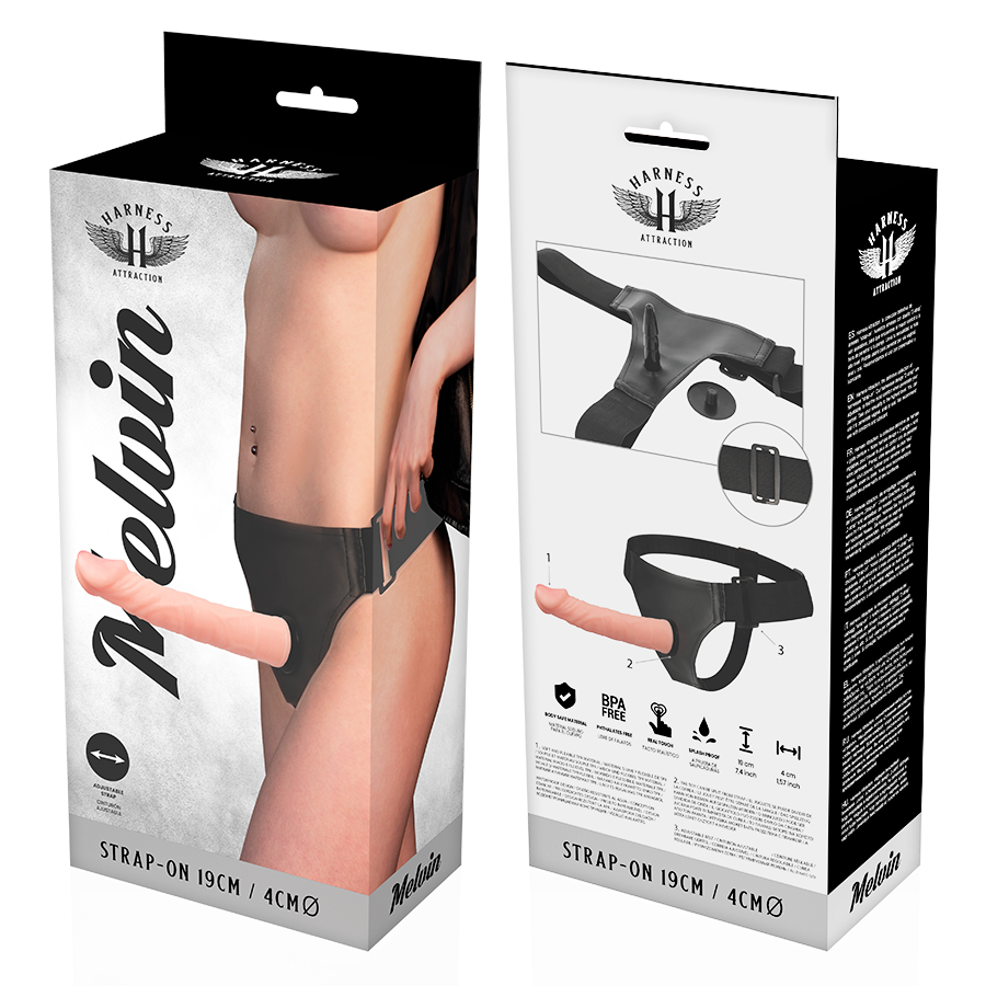 Harness Attraction – Gode ceinture avec pénis réaliste Melvin - 19 cm